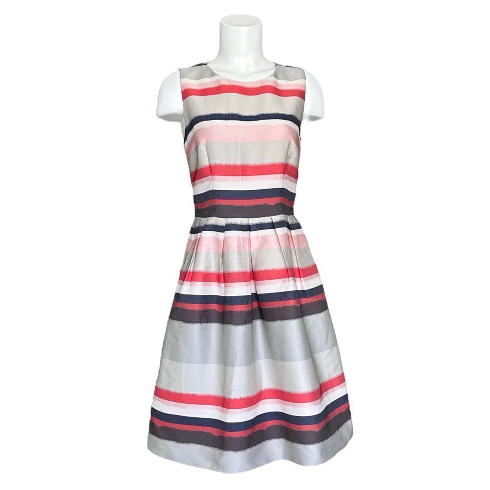 Hugo‎ Boss Women's Striped Sleeveless Dilijana Fit & Flare Midi Dress Size 2